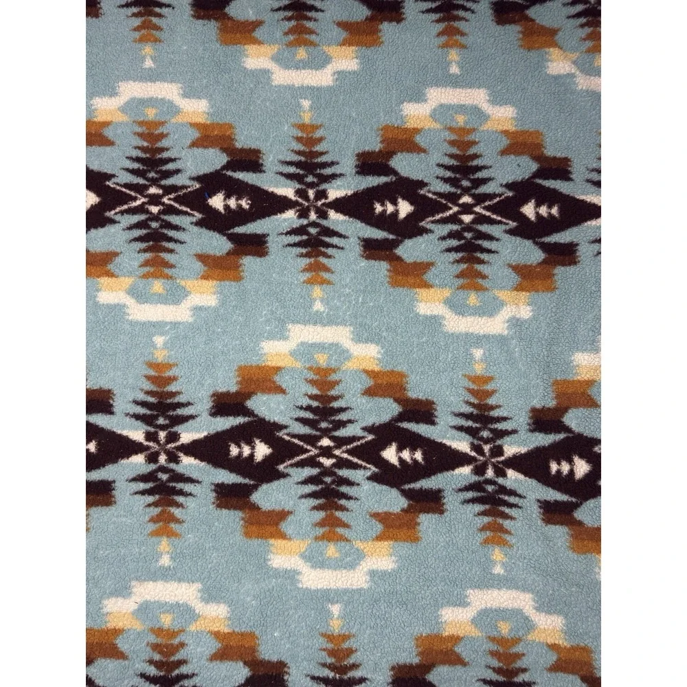 Pendleton Blanket Legend Lake Aqua Sherpa Fleece Queen Native Aztec Geometric